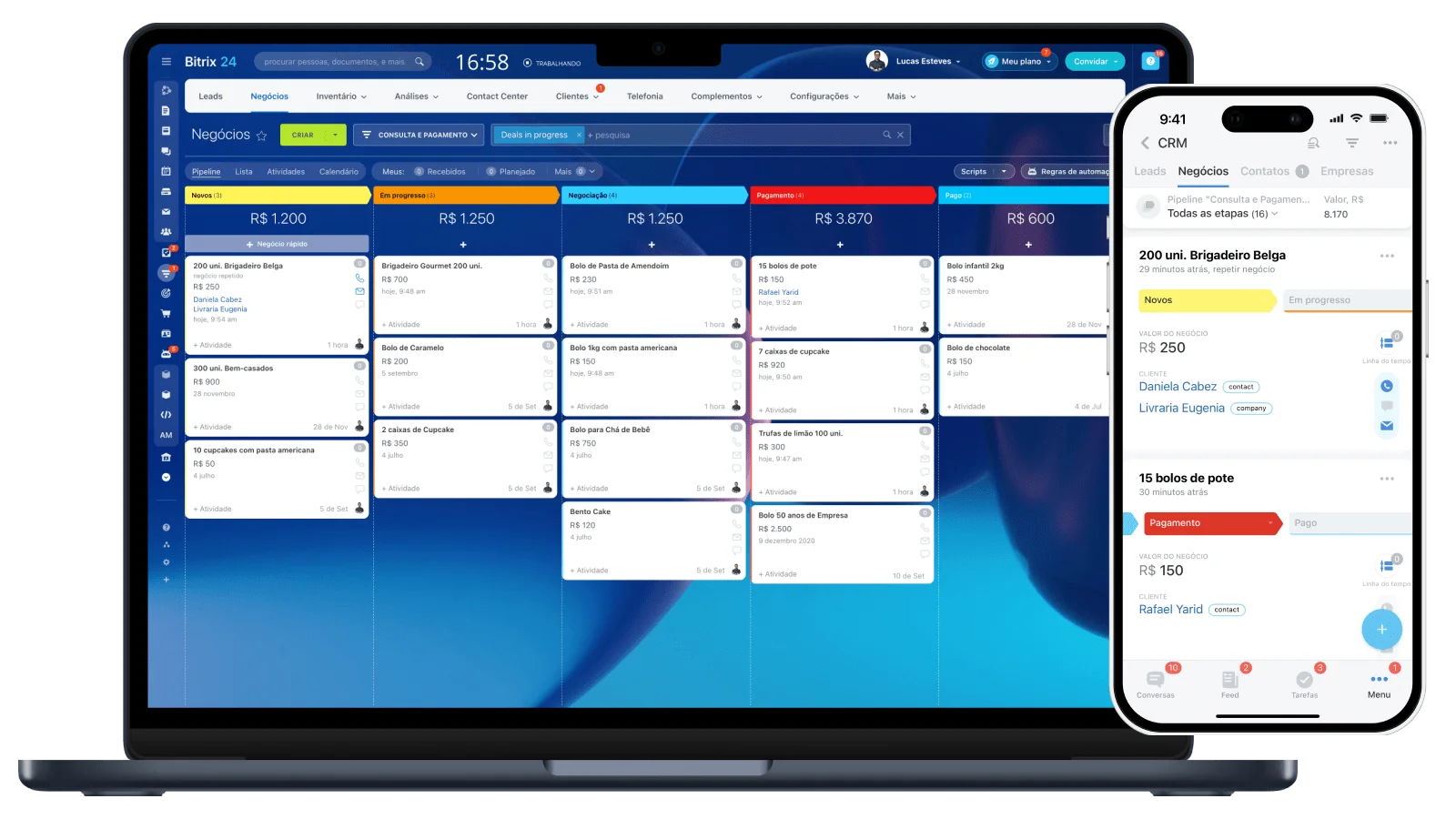 Tela do CRM Bitrix24 com IA integrada pela IA Infinity